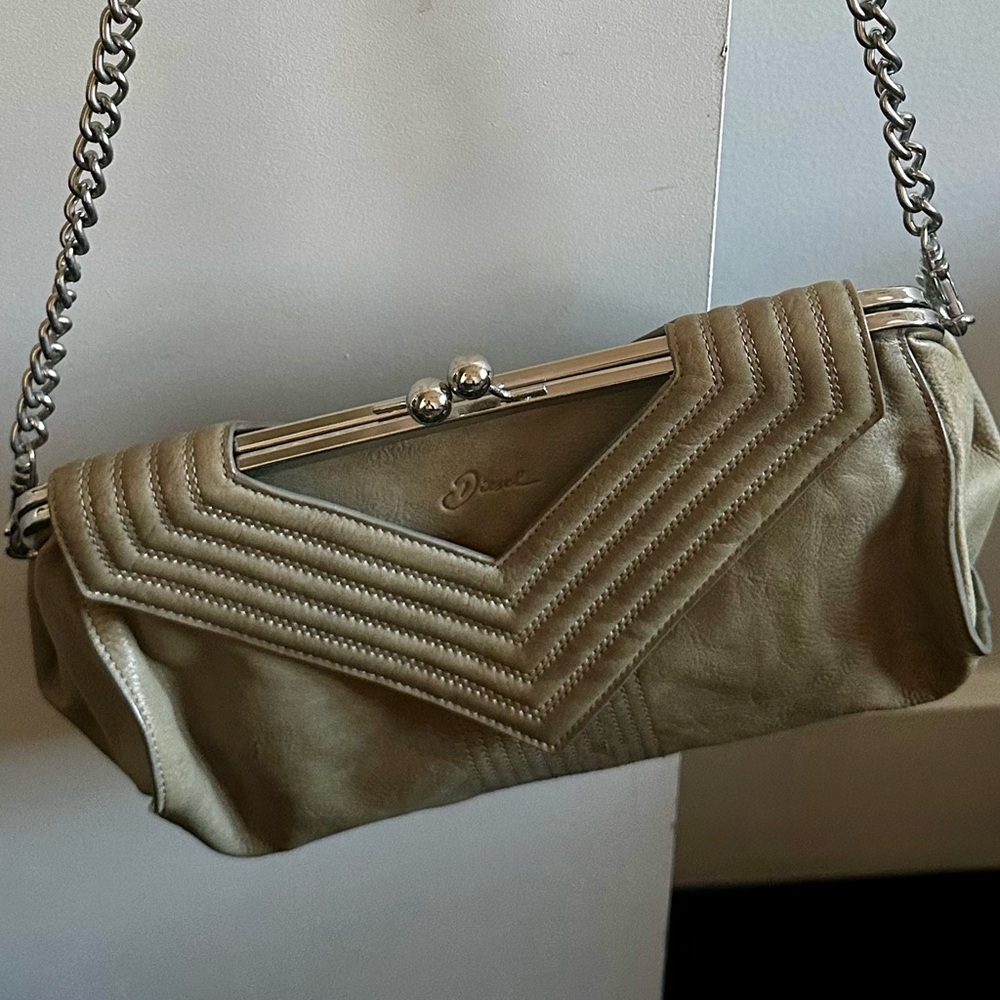 Diesel Gray Quilted Leather Shoulder Bag